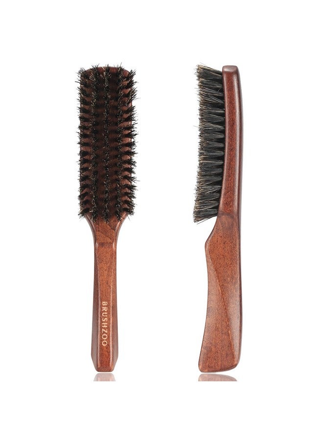 او بروشزوو فرشاة شعر للرجال فرشاة شعر الخنزير للنساء والرجال قصيرة ورقيقة شعر ناعم مقبض زان فرشاة شعر لتصفيف الشعر وفك تشابكه - Image 1