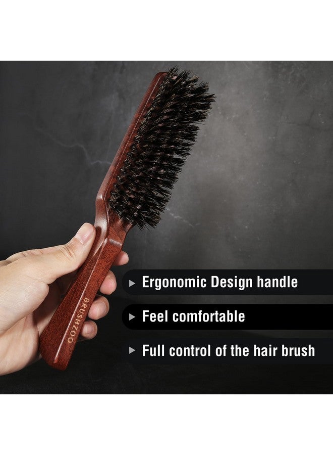 او بروشزوو فرشاة شعر للرجال فرشاة شعر الخنزير للنساء والرجال قصيرة ورقيقة شعر ناعم مقبض زان فرشاة شعر لتصفيف الشعر وفك تشابكه - Image 3