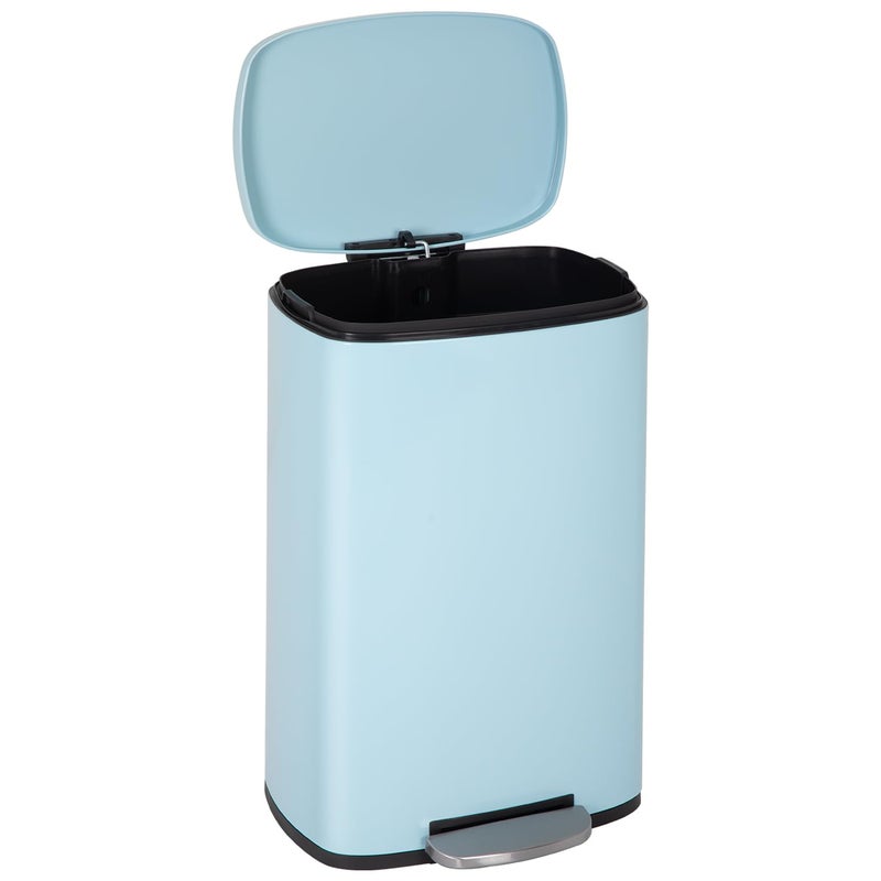 BestOffice 13 Gallon (50L) Trash Can with Soft-Close Foot Pedal, Fingerprint Proof Stainless Steel Can for Kitchen, Home, Office, Bedroom, Bathroom - Blue - Image 1