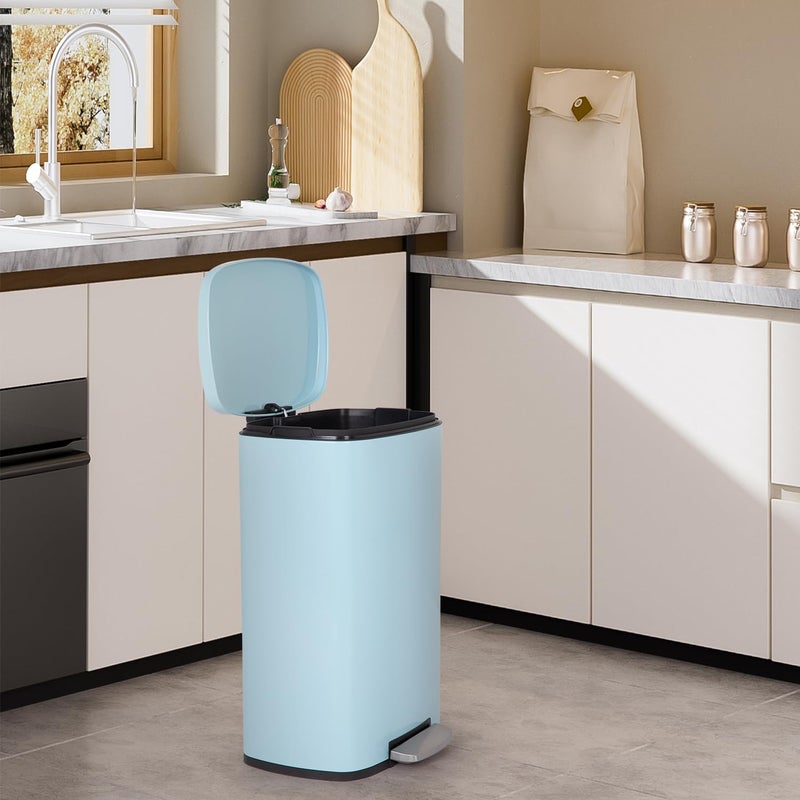 BestOffice 13 Gallon (50L) Trash Can with Soft-Close Foot Pedal, Fingerprint Proof Stainless Steel Can for Kitchen, Home, Office, Bedroom, Bathroom - Blue - Image 2