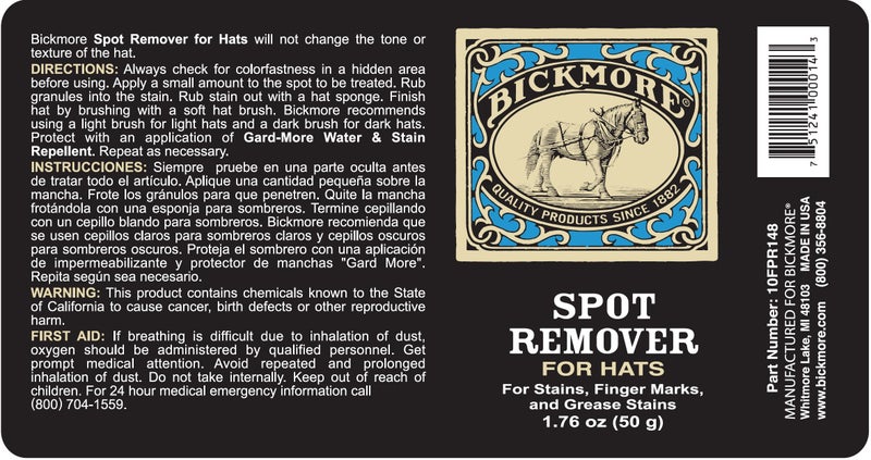 Bickmore Spot Remover for Hats- Cleans and Removes Stains, Grease, Finger Marks and Rings from Felt Cowboy Hats - Image 1