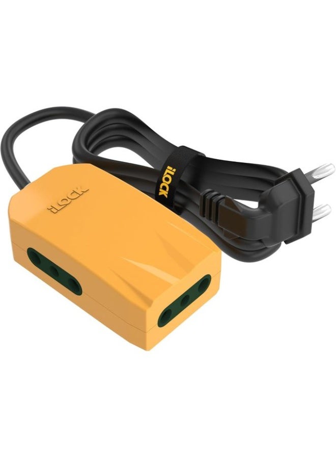 iLOCK Compact Power Strip – 3 Outlets – 1.5m Cable – Yellow - Image 1