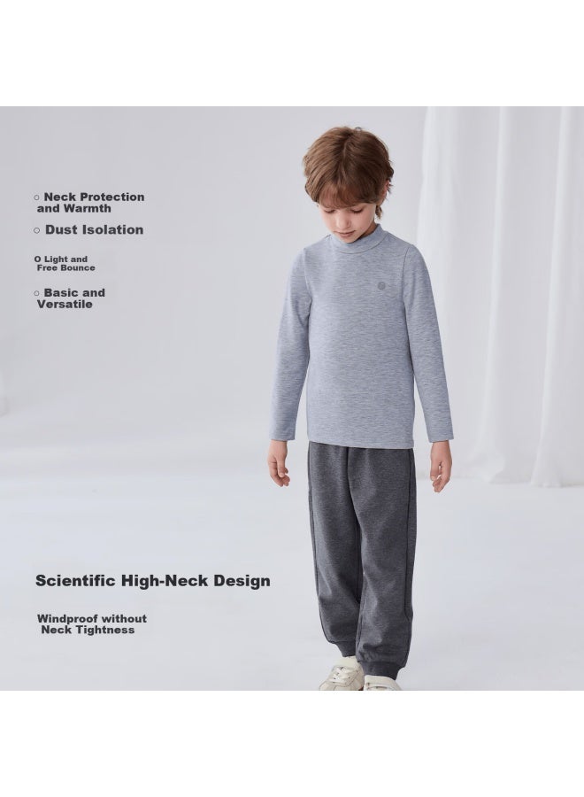 Junejunior First Class Children's Cashmere Silk Thermal Autumn Winter Warm Moisture-wicking Heat-generating Half Turtleneck Base Layer Shirt