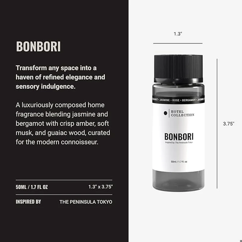 Hotel Collection  Bonbori Fragrance Oil Blend - Hotel Inspired for Luxury Essential Oil Diffusers - Aromatherapy Scent Diffuser Oil - Bergamot, Jasmine, and Rose - 50 mL, 1.7 fl oz  | Best Price UAE