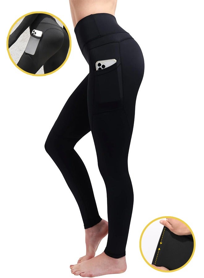 Compression Leggings for Women,  with1Pockets, Tummy Control Workout Gym Running Yoga Pants(Black) - Image 1