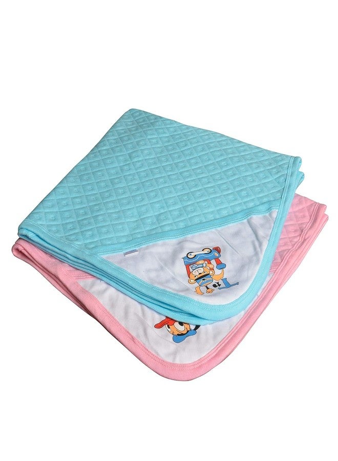 Dikary Cotton Hooded Wrapper - Baby Towel for New Born | Big Size 75cm x 75cm | Soft, Safe & Skin-Friendly | Perfect for Newborns 0-12 Months | (Blue/Pink) - Image 1