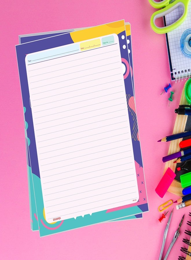 ESCAPER Abstract Theme Project Papers - Multicolor Practical Sheets for Assignment, Art & Craft One Side Ruled Lines Paper, Designer Ruled Coloured Paper, Perfect for School Projects - Image 4