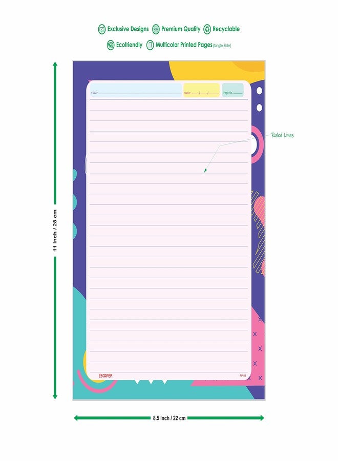 ESCAPER Abstract Theme Project Papers - Multicolor Practical Sheets for Assignment, Art & Craft One Side Ruled Lines Paper, Designer Ruled Coloured Paper, Perfect for School Projects - Image 2