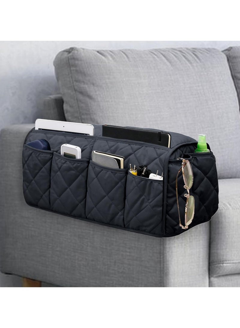 Mmmon Armchair Caddy, Waterproof Sofa ArmrestOrganizer, Non Slip Recliner Organizer, RemoteHolder for Recline, Recliner Caddy with 14 PocketsStorage for TV Remote, Phone, Magazine (black) 