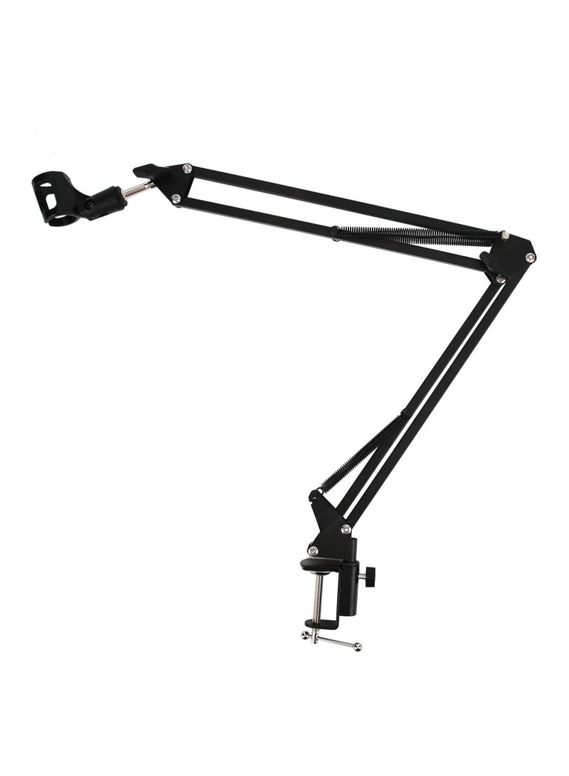 Microphone Stand Adjustable Microphone Desk Stand Webcam Clamp Mount Suspension Scissor Tripod Stand Holder Boom Arm Stand for Broadcasting Recording & Voice-Over Sound Studio & Stages & Streaming & Singing and TV Stations - Image 2