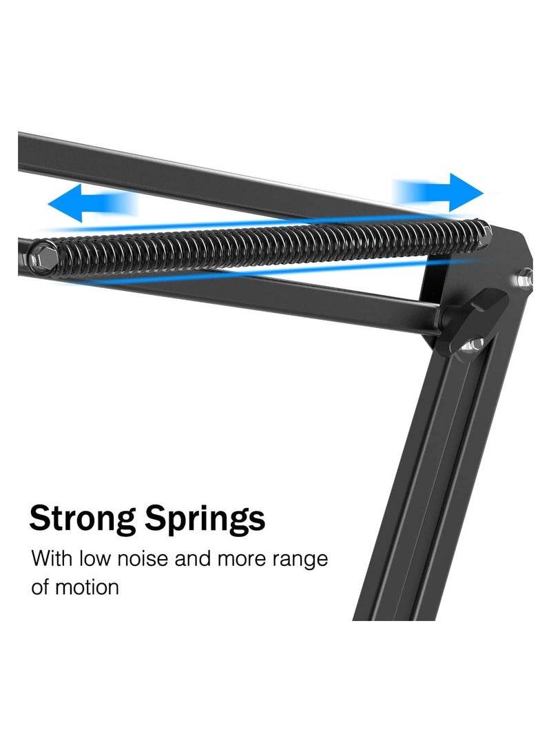 Microphone Stand Adjustable Microphone Desk Stand Webcam Clamp Mount Suspension Scissor Tripod Stand Holder Boom Arm Stand for Broadcasting Recording & Voice-Over Sound Studio & Stages & Streaming & Singing and TV Stations - Image 5