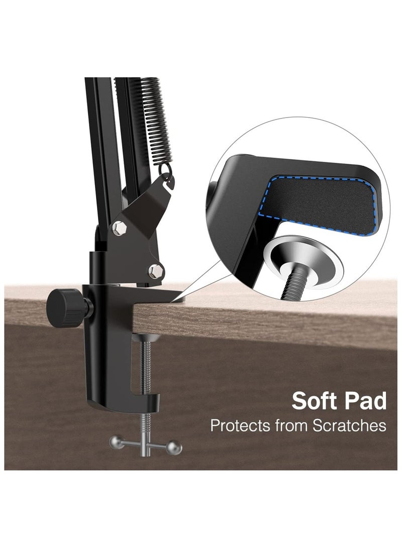 Microphone Stand Adjustable Microphone Desk Stand Webcam Clamp Mount Suspension Scissor Tripod Stand Holder Boom Arm Stand for Broadcasting Recording & Voice-Over Sound Studio & Stages & Streaming & Singing and TV Stations - Image 4