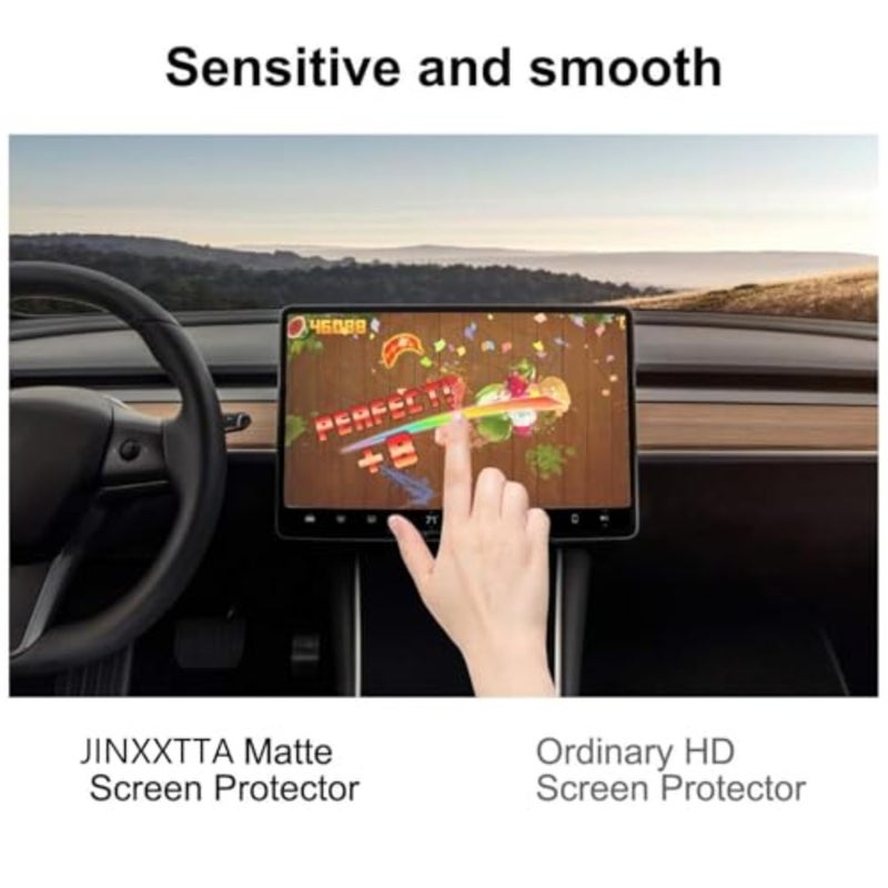 9H Matte Tempered Glass Screen Protector for Tesla Model 3 2025 2024 Highland and Model Y Juniper 2025-15.4" Touchscreen and 8" Rear Screen, Easy Installation, Anti-Glare, Anti-Scratch - Image 4