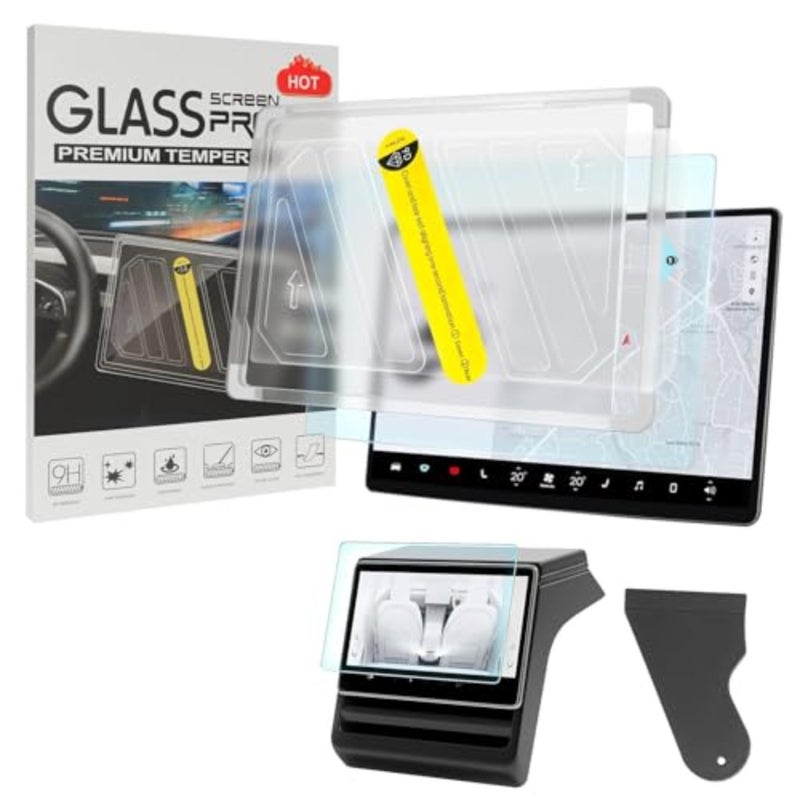 9H Matte Tempered Glass Screen Protector for Tesla Model 3 2025 2024 Highland and Model Y Juniper 2025-15.4" Touchscreen and 8" Rear Screen, Easy Installation, Anti-Glare, Anti-Scratch - Image 1