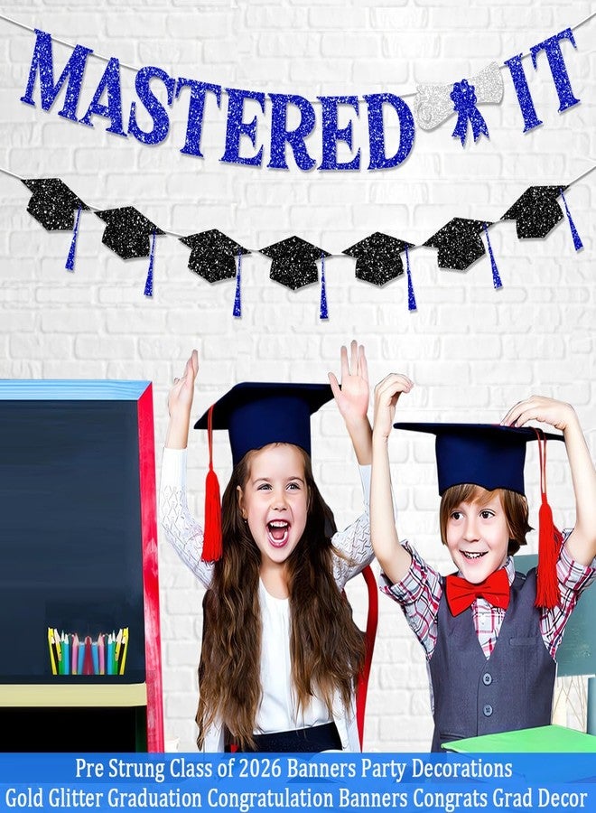 لافتة تهنئة لامعة من FHGG، زينة تخرج لامعة زرقاء لدفعة 2026، جاهزة للتعليق، زينة حفلة تخرج مع شرابة، لا تحتاج إلى تركيب يدوي - Image 5