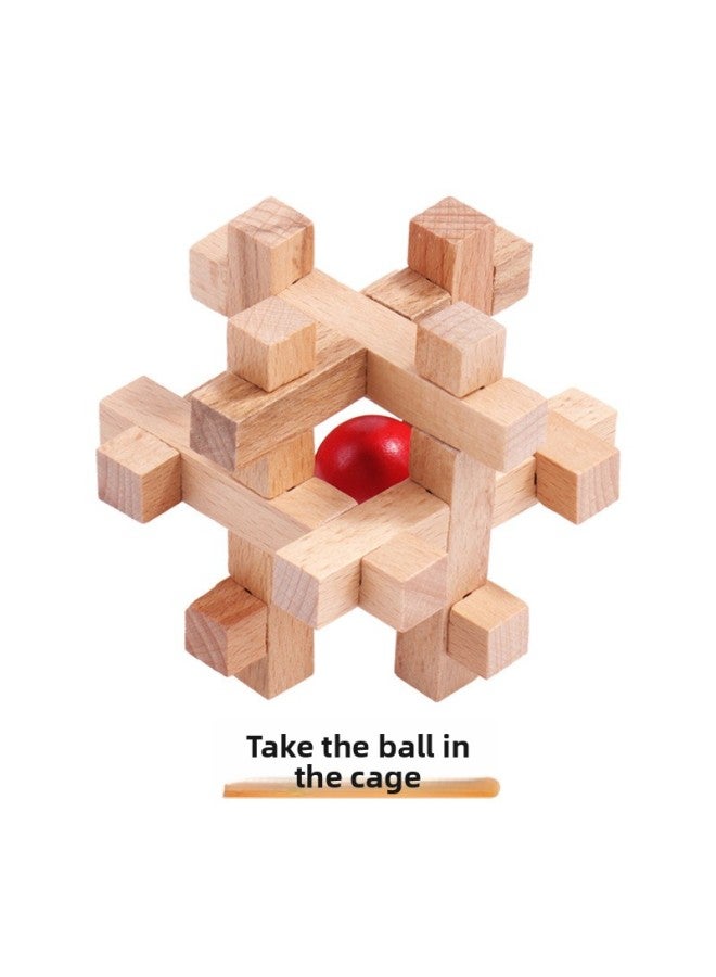 Classical Children's Educational Wooden Toy Blind Box Kongming Lock Luban Lock Adult Decompression Parent-Child Interactive Unlock Game