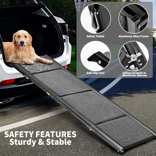 Zendova Dog Ramp for Large Dogs, Extra Long 71" & 17.3" Wide Folding Dog Ramp for High SUV & Truck, Portable Non-Slip Pet Ramp for Car, Supports 250 lbs - Image 3