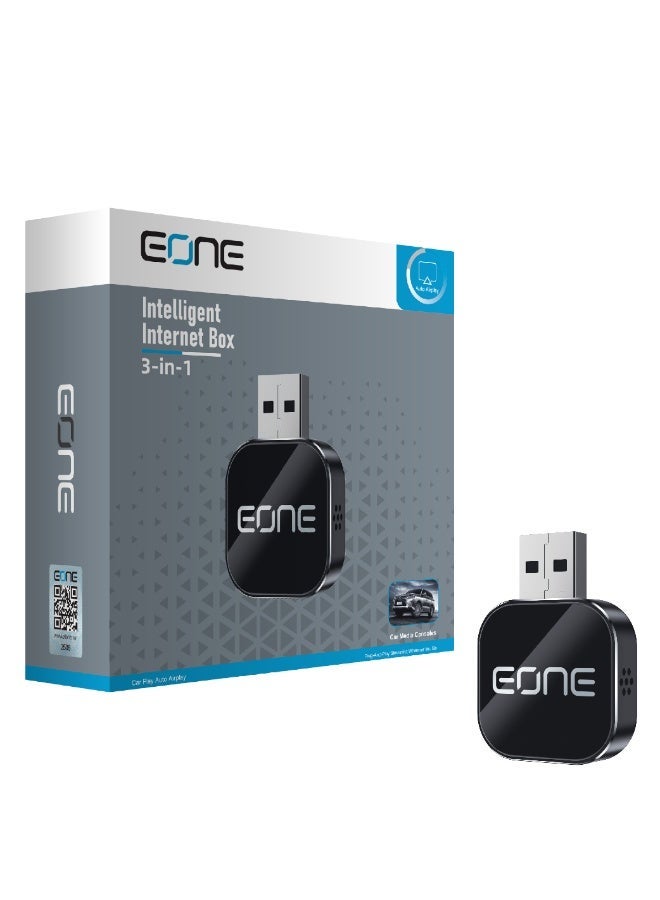 إيون محول EONE اللاسلكي CarPlay 3 في 1، يدعم CarPlay وAndroid Auto لاسلكيًا، وجهاز عرض شاشة الهاتف، ومحول USB سهل الاستخدام لأنظمة المعلومات والترفيه في السيارة والتلفزيون - أسود - Image 2