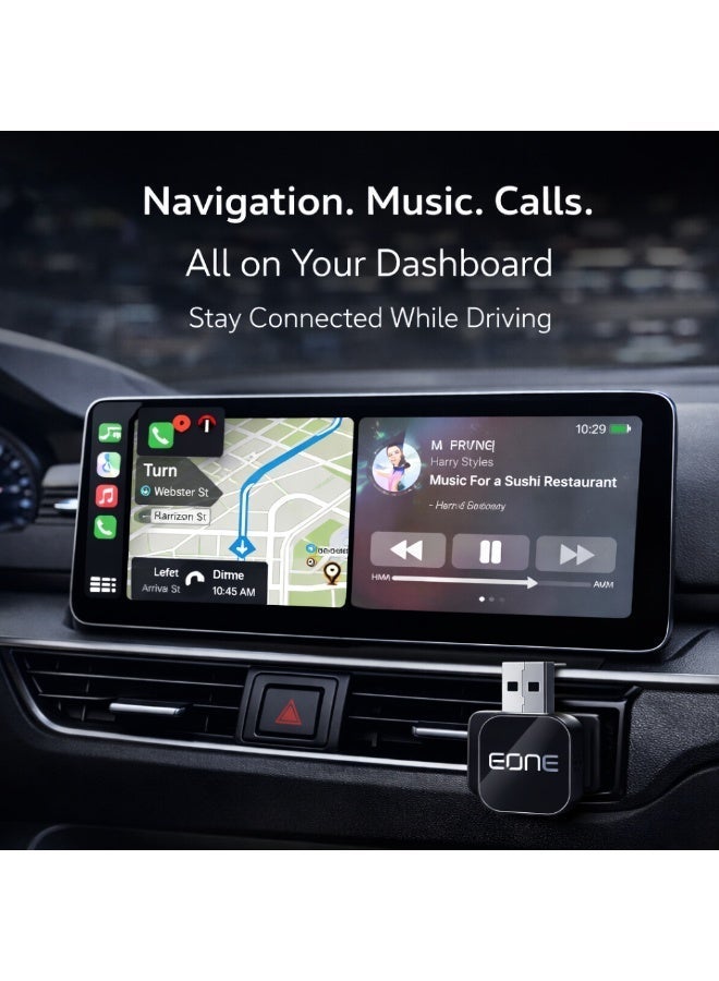 إيون محول EONE اللاسلكي CarPlay 3 في 1، يدعم CarPlay وAndroid Auto لاسلكيًا، وجهاز عرض شاشة الهاتف، ومحول USB سهل الاستخدام لأنظمة المعلومات والترفيه في السيارة والتلفزيون - أسود - Image 4