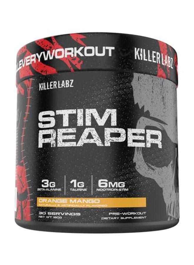 KILLER LABZ Stim Reaper Pre-Workout | 3g Beta-Alanine | 1g Taurine | 6mg Nootropi-Stim | 30 Servings (Orange Mango) - Image 1