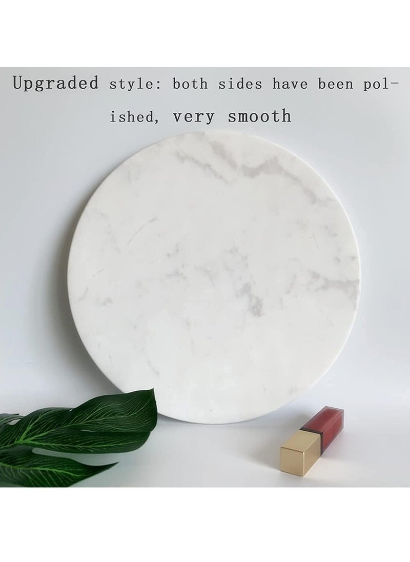 TYCOM - Round Vanity Tray, Bathroom Vanity Tray Resin Kitchen Sink Tray, Countertop Organizer Tray for Perfume Towel Dresser Jewelry Candle, Coffee Table Decorative Tray,10 MM White - Image 1