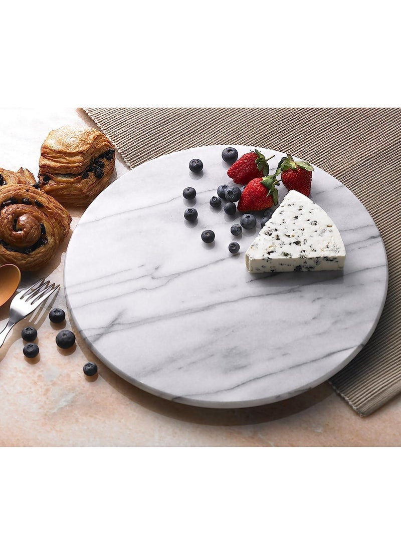 TYCOM - Round Vanity Tray, Bathroom Vanity Tray Resin Kitchen Sink Tray, Countertop Organizer Tray for Perfume Towel Dresser Jewelry Candle, Coffee Table Decorative Tray,10 MM White - Image 1