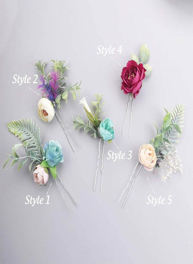 Aimimier Bridal Flower Hair Pins Handmade Rustic Wedding Hair Piece Eucalyptus Cream Bud Ivory Gypsophila Bridesmaid Hair Accessories - Image 4