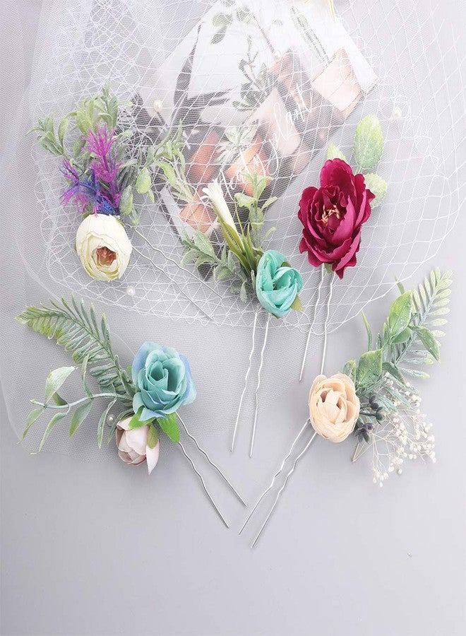 Aimimier Bridal Flower Hair Pins Handmade Rustic Wedding Hair Piece Eucalyptus Cream Bud Ivory Gypsophila Bridesmaid Hair Accessories - Image 5