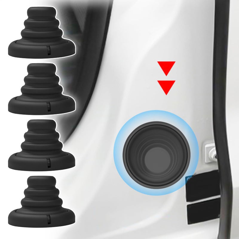 Black Car Door Protective Bumpers 4 Pieces Anti Collision Pads Noise Reduction - Image 5