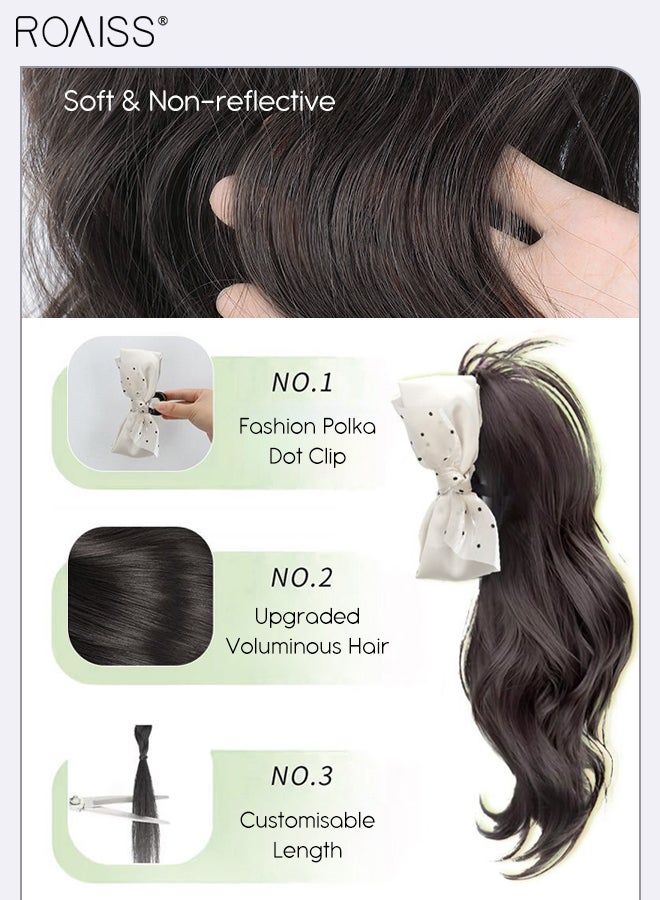 roaiss Claw Natural Curly Ponytail Hair Extensions with Bow for Women Party Hairstyles Synthetic Wigs Fashion Accessories for Daily Use 35cm (14 Inch) - Natural Black - Image 5