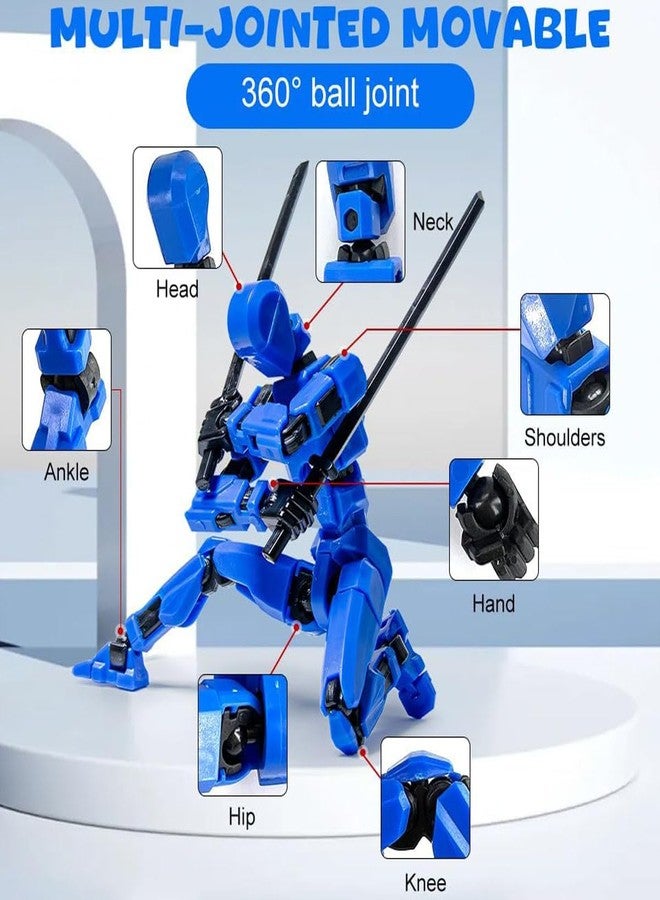 FFZDENA 2Pcs Action Figure, Robot Toy with Interchangeable Hands and Weapons, Collectible Dummy 13 Action Figure, Marvel Inspired Design, Gray Black and Blue Black - Image 4