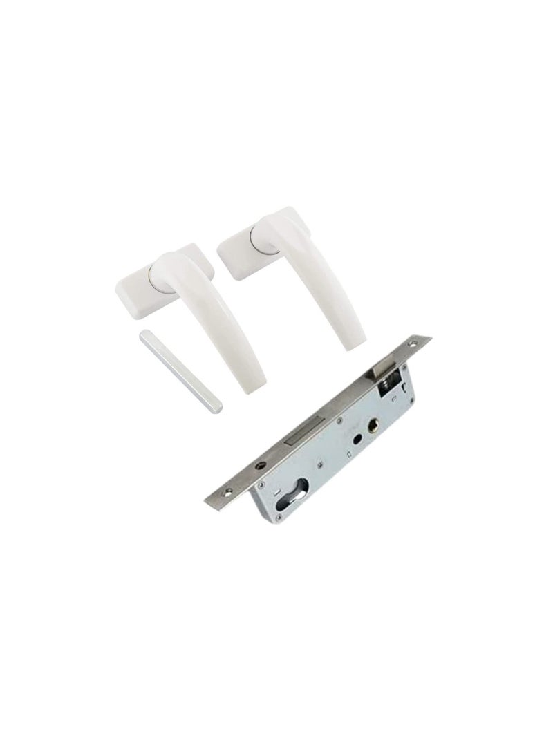 Robustline Aluminium Door Handle White with 20MM Lockbody, Heavy Duty Door Handle Set. (White) - Image 1