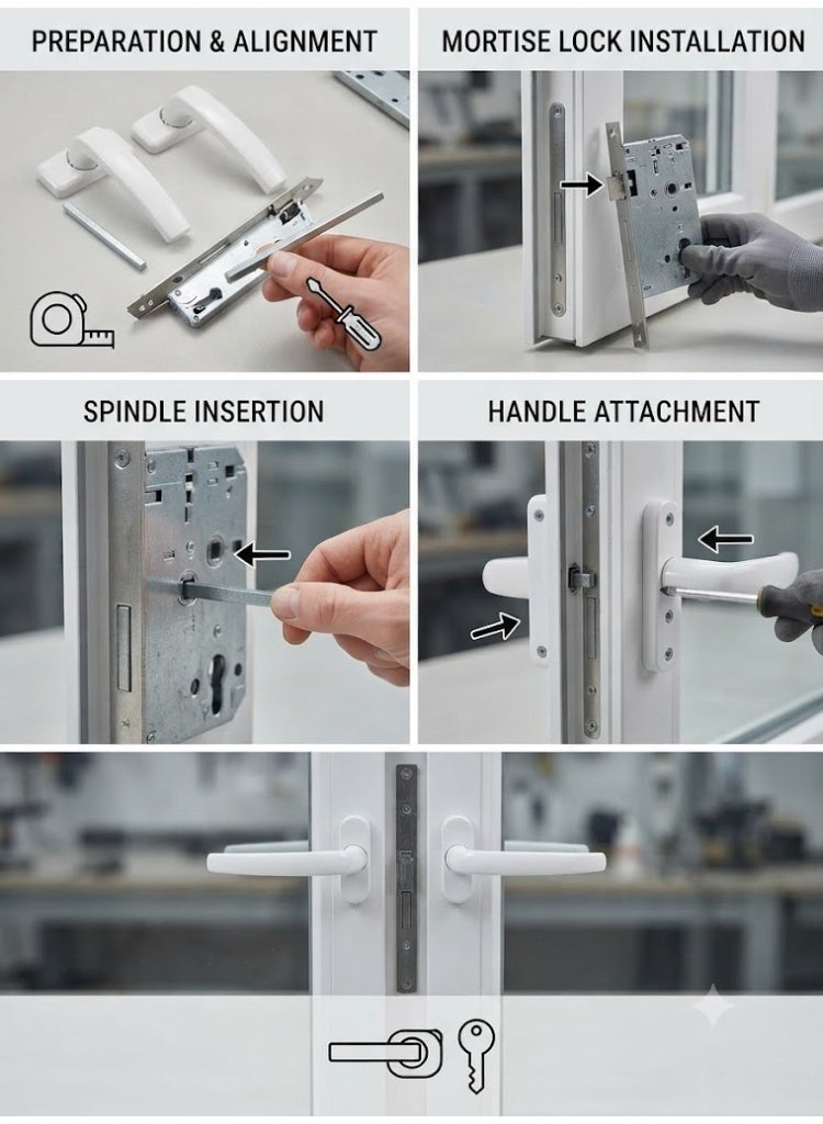 Robustline Aluminium Door Handle White with 20MM Lockbody, Heavy Duty Door Handle Set. (White) - Image 2