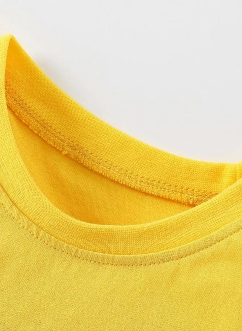 يونيكي Yellow Graphic Printed Round Neck Cotton T-shirt
