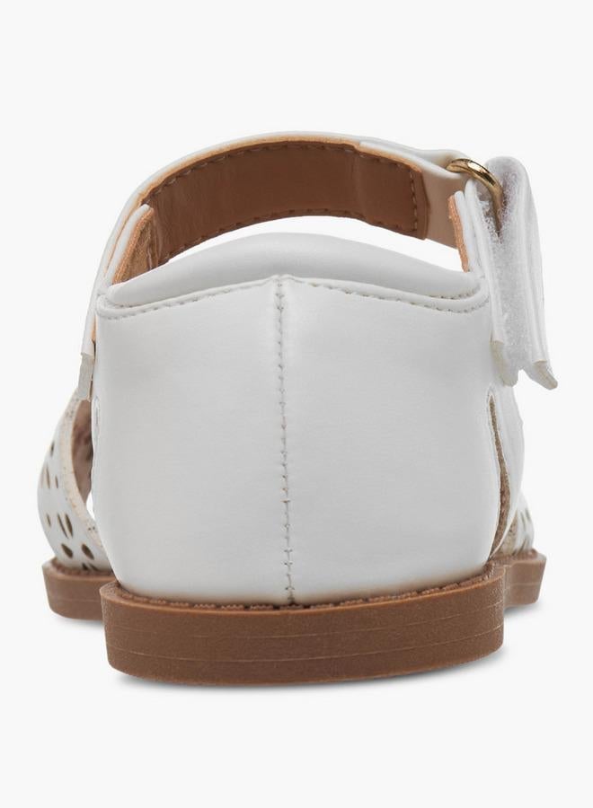 JUNIORS Girls Floral Cutout Design Hook and Loop Sandals - Image 4