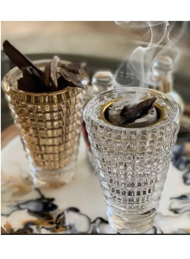 Generic Crystal Glass Incense Burner, Decorative Bacoor Holder, Traditional Oud Charcoal Burner  - Image 2