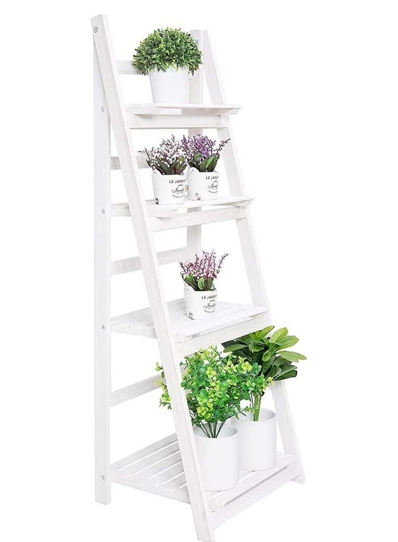 طعم المنزل رف خشبي على شكل سلم حامل نباتي قابل للطي لعرض وعاء الزهور للأماكن الداخلية والخارجية وأرفف تخزين الزاوية ورف الكتب لغرفة المعيشة في الحديقة والشرفة - Image 1