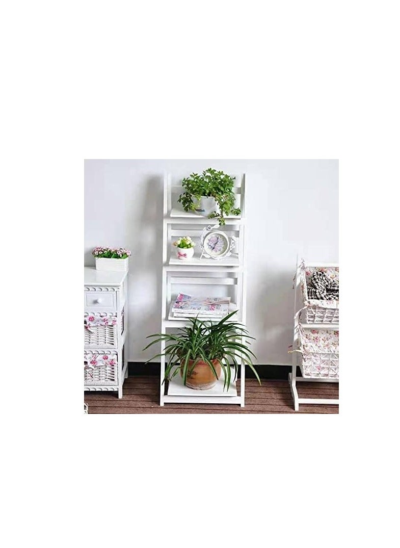 HOME TASTE 4 Tier Wooden Ladder Shelf Plant Stand Foldable Display Flower Pot Holder for Indoor Outdoor Corner Storage Shelves Bookshelf for Garden Balcony Living Room  - Image 2