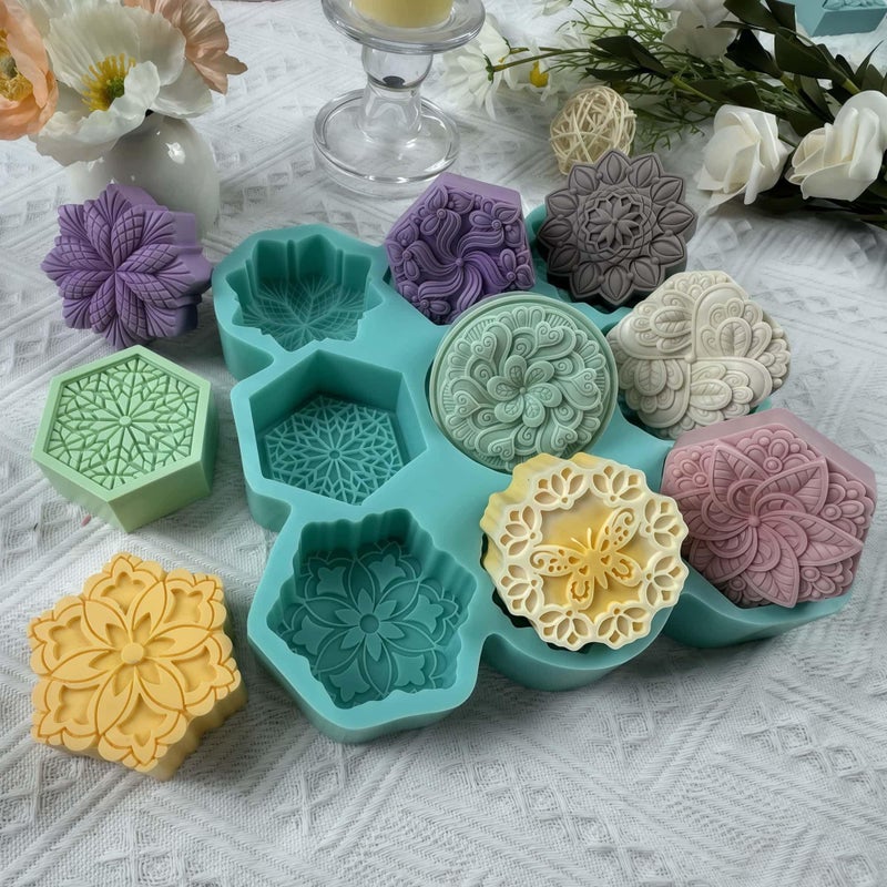 Great Mold 9 Cavities DIY Soap Making Supply Mold,Flower Silicone Molds for Soap,Candle,Fregrance Wax,Chocolate, Cake,Aroma Plaster,Handmade Silicone Soap Mold - Image 3