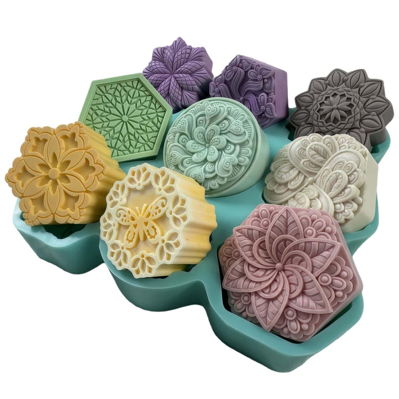 Great Mold 9 Cavities DIY Soap Making Supply Mold,Flower Silicone Molds for Soap,Candle,Fregrance Wax,Chocolate, Cake,Aroma Plaster,Handmade Silicone Soap Mold - Image 1