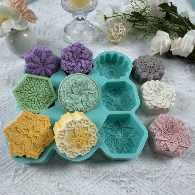 Great Mold 9 Cavities DIY Soap Making Supply Mold,Flower Silicone Molds for Soap,Candle,Fregrance Wax,Chocolate, Cake,Aroma Plaster,Handmade Silicone Soap Mold - Image 4