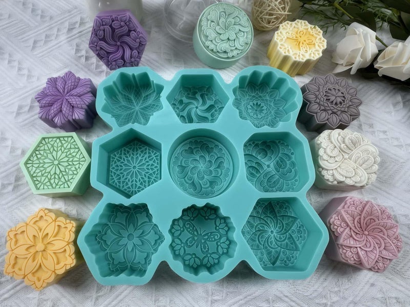 Great Mold 9 Cavities DIY Soap Making Supply Mold,Flower Silicone Molds for Soap,Candle,Fregrance Wax,Chocolate, Cake,Aroma Plaster,Handmade Silicone Soap Mold - Image 5
