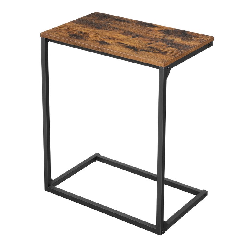 VASAGLE Small SideEnd Table for Laptop Bedroom Living Room Work in Bed or on The Sofa Simple Structure Stable Industrial Style Rustic Brown and Black LNT52BX