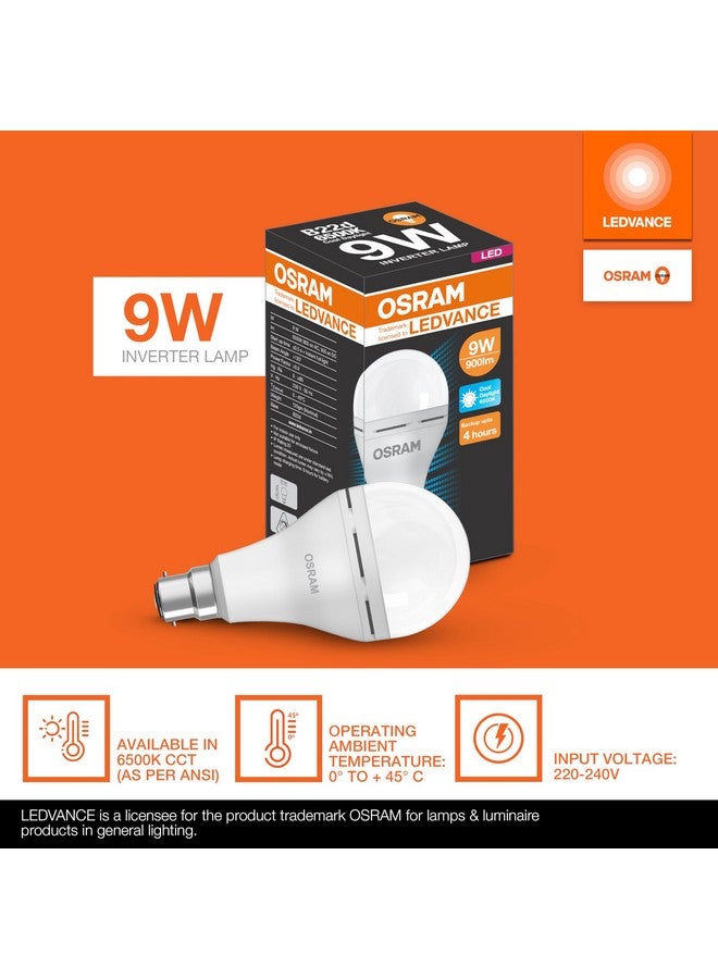 LEDVANCE Osram 9W Inverter Bulb B22D | Emergency Lamp | Cool White - Energy Saving | Rechargeable LED Bulb | Pack of 4 - Image 4