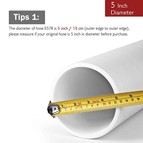 TURBRO Polypropylene Portable Air Conditioner Universal Exhaust Hose - 5 Inch Diameter, 78 Inch Length, Clockwise Thread - Image 3