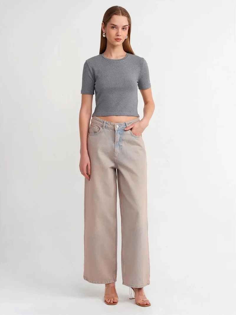 ديلفين DILVIN High-Waist Wide-Leg Cotton Denim Jeans