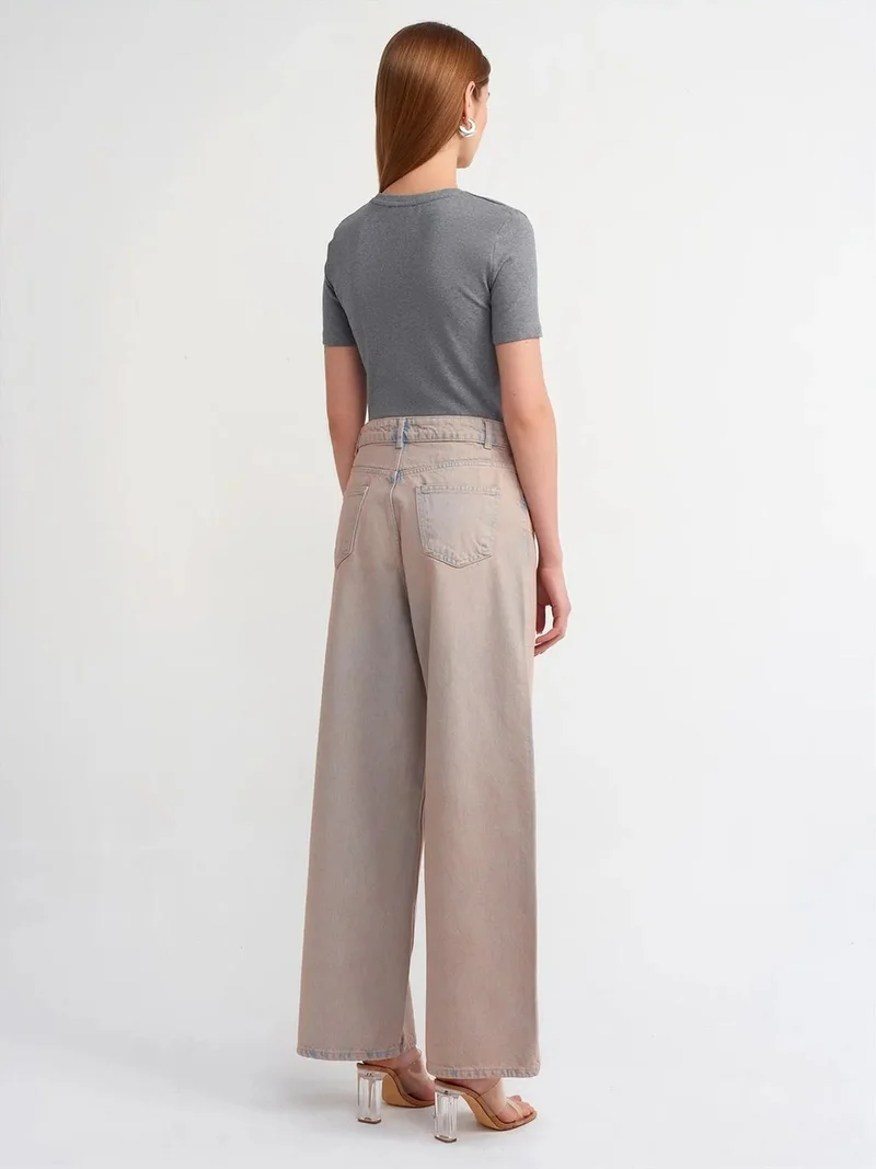 ديلفين DILVIN High-Waist Wide-Leg Cotton Denim Jeans