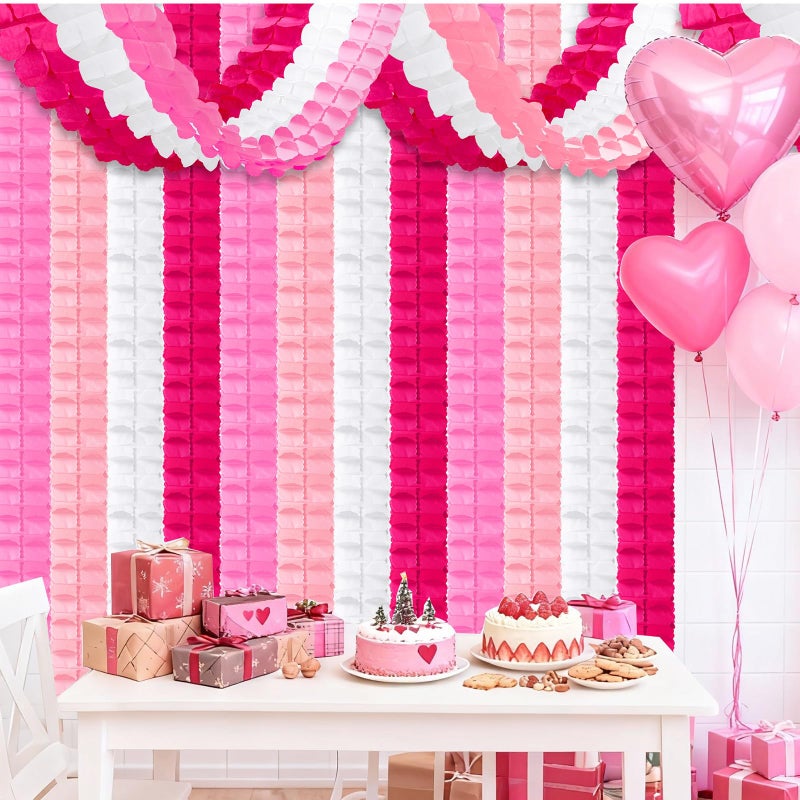 JULMELON Valentines Day Garland, 12 Pack Valentines Streamers, 9.84ft Four-Leaf Clover Hanging Banner for Valentine's Day Wedding Baby Shower Birthday Party Decorations (Pink, White, Rose Red) - Image 4