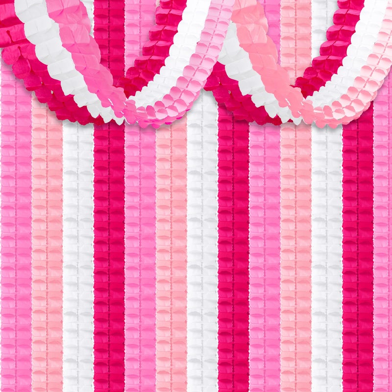 JULMELON Valentines Day Garland, 12 Pack Valentines Streamers, 9.84ft Four-Leaf Clover Hanging Banner for Valentine's Day Wedding Baby Shower Birthday Party Decorations (Pink, White, Rose Red) - Image 1