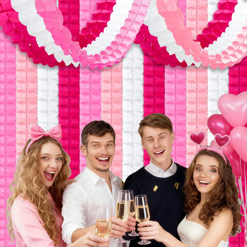 JULMELON Valentines Day Garland, 12 Pack Valentines Streamers, 9.84ft Four-Leaf Clover Hanging Banner for Valentine's Day Wedding Baby Shower Birthday Party Decorations (Pink, White, Rose Red) - Image 5